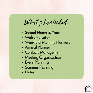 Elegant Green & Pink Printable PTO/PTA Planner