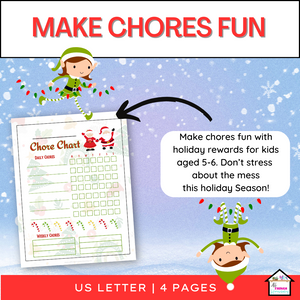 Christmas Chore Chart with Rewards for Little Helpers (Ages 5-6), Weekly Chore Chart, Rewards