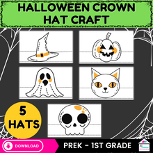 Load image into Gallery viewer, Free Printable Halloween Crowns Craft – 5 Spooky &amp; Fun Designs for Kids
