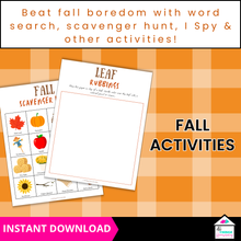 Load image into Gallery viewer, Fall Boredom Buster Pack – 25 Pages of Fun Activities for Kids
