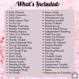 Homeschool Planner Printable - Elegant Multi-Subject Organizer for Effective Lesson Planning & Tracking