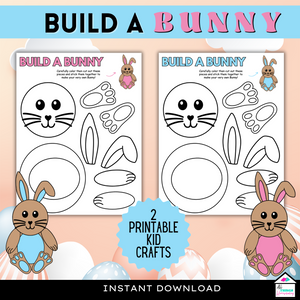 build a bunny craft activity for kids, blue or pink bunny