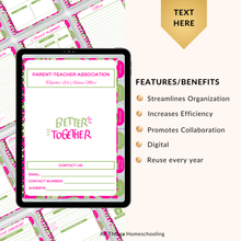 Load image into Gallery viewer, Elegant Green &amp; Pink Digital PTO/PTA Planner
