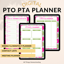 Load image into Gallery viewer, Elegant Green &amp; Pink Digital PTO/PTA Planner
