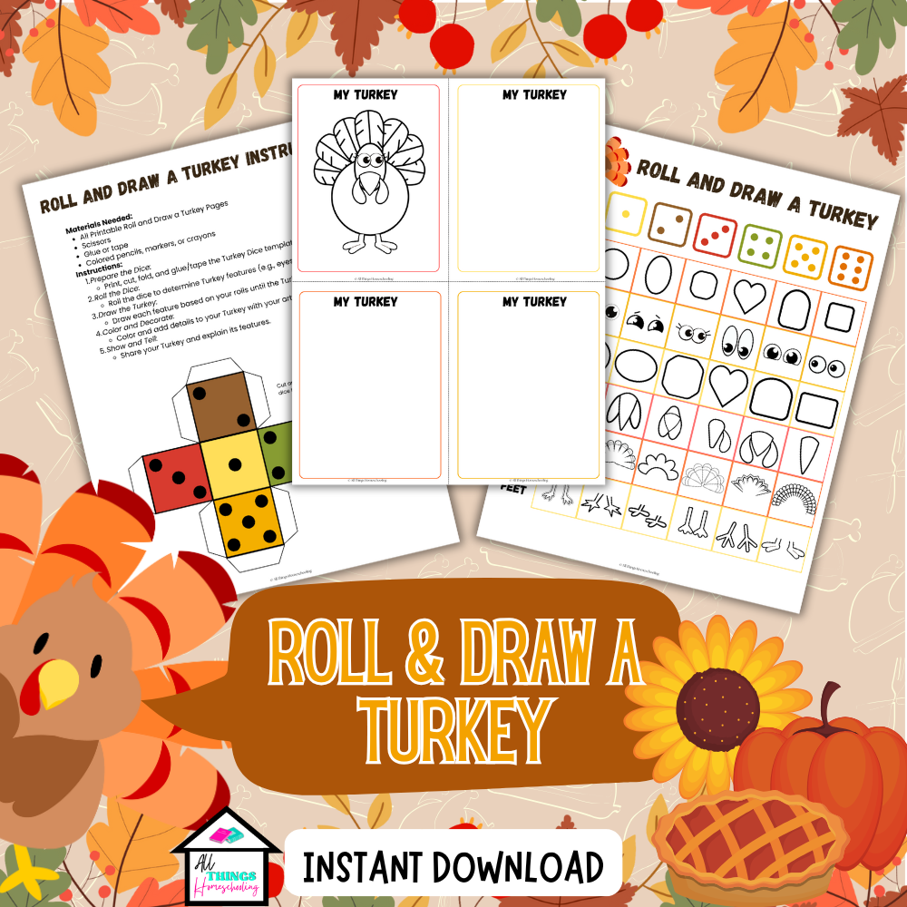 Roll & Draw A Turkey, thanksgiving games