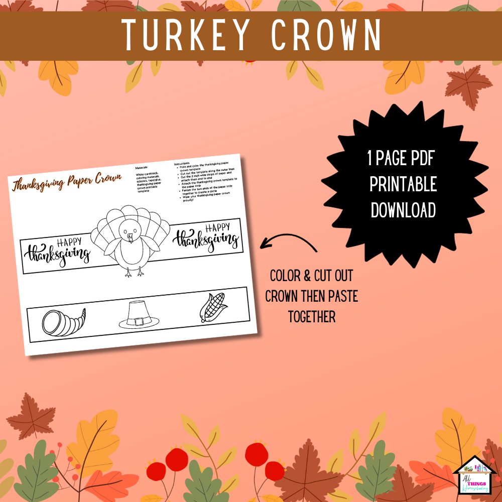 DIY Kids Thanskgiving Turkey Crown Headband Crafts for Toddlers and Preschool