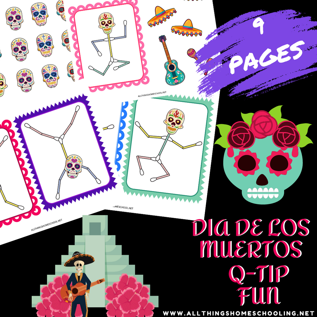 dia de los muertos skeleton q tip fun 