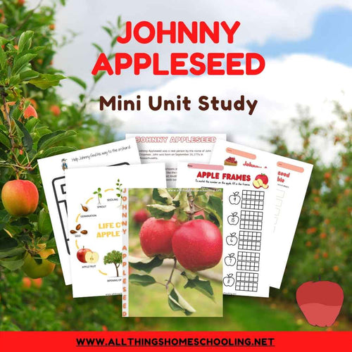Johnny Appleseed Unit Study - Math - Apple Life Cycle - Word Scramble- Maze