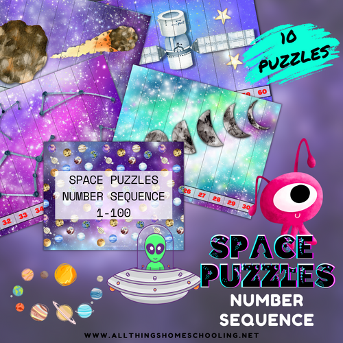 number sequence space puzzles for preschool, kindergarten, special needs, special educations
