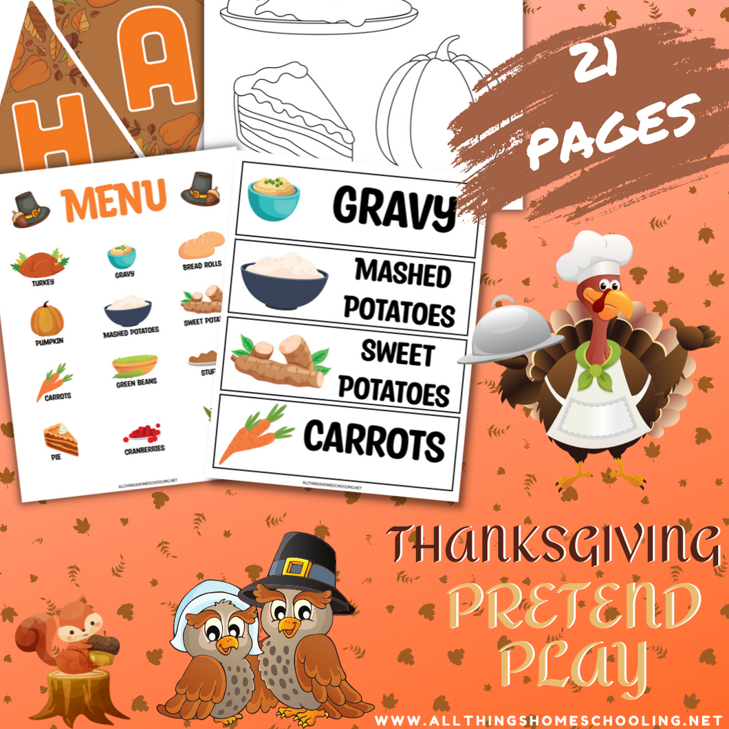 Thanksgiving pretend play. Your kids can use their imagination to create their own thanksgiving celebration 