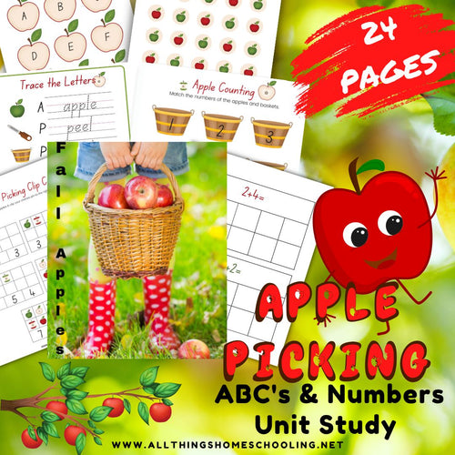 fall apple picking alphabet and number leaning unit study. 